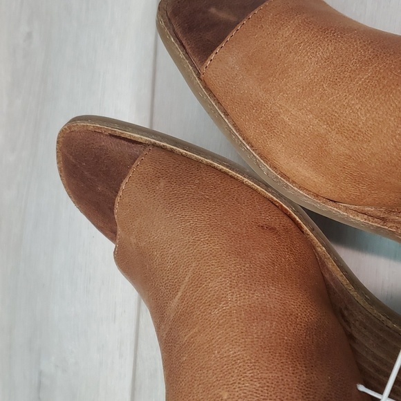 NEW Lucky Brand Womens Lordyn Open Toe Leather Wedge Ankle Shoes sz 10 - Picture 8 of 13